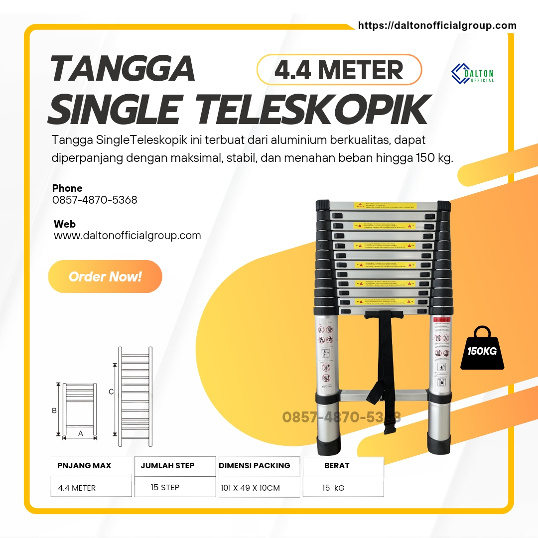 Tangga Single Teleskopik 4.4 meter ML 1006L DALTON NTT NTB