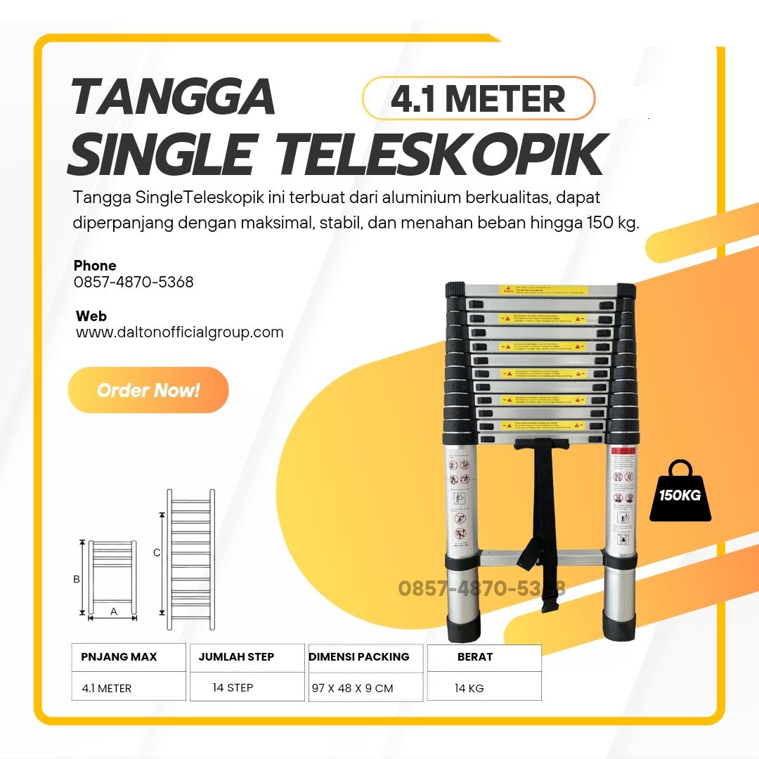 Tangga Single Teleskopik 4.1 meter