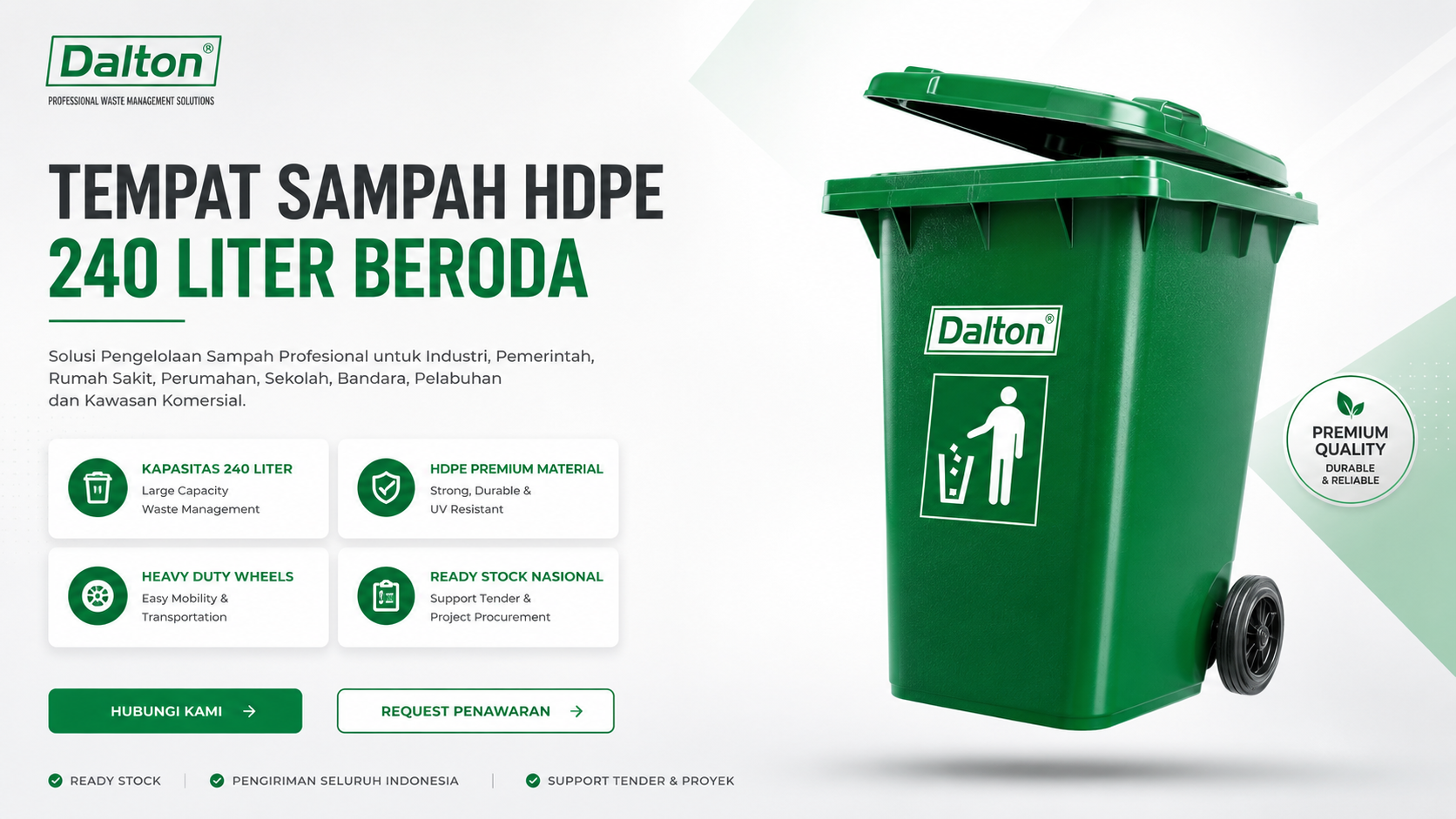 Pusat tempat sampah roda 240 liter